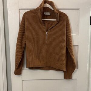 Everlane Brown Half-Zip Sweater